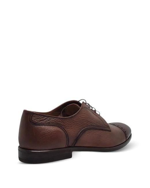 Henderson Brown Textured Cap-Toe Derby Shoes for men