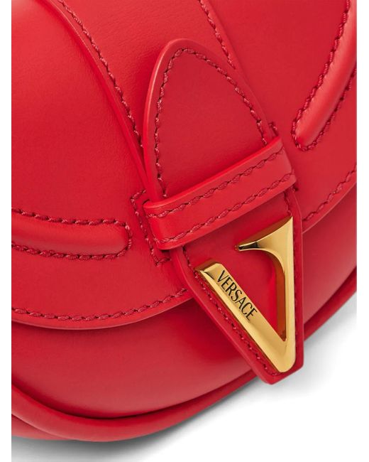 Versace Red Curved-Flap Leather Shoulder Bag