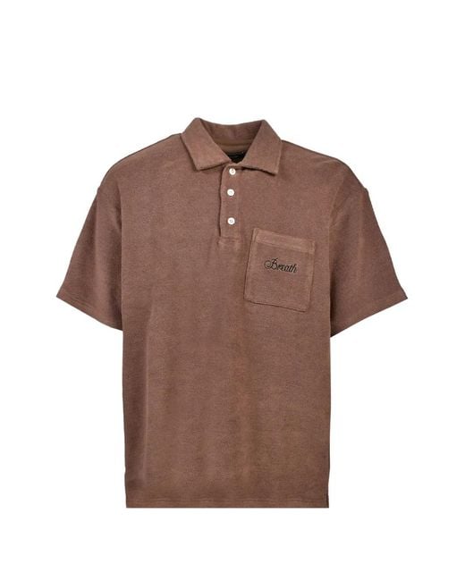 BREATH Brown Logo-Embroidered Polo Shirt for men