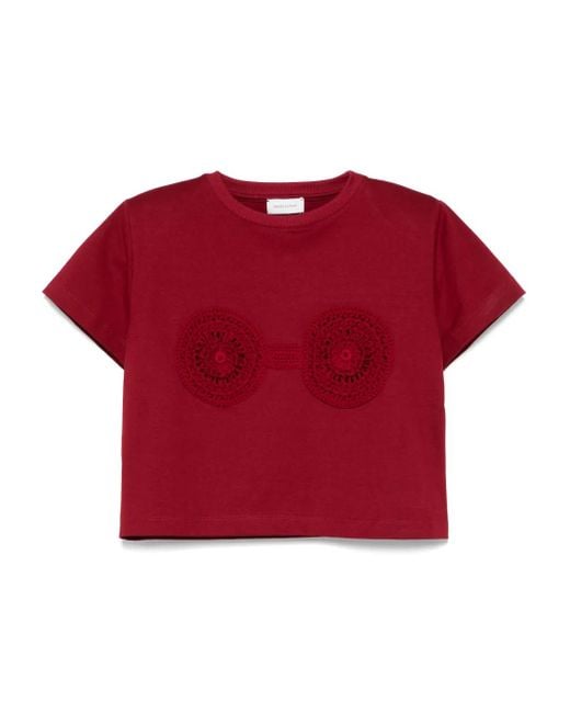 Magda Butrym Red Gehäkeltes T-Shirt Mit Bh