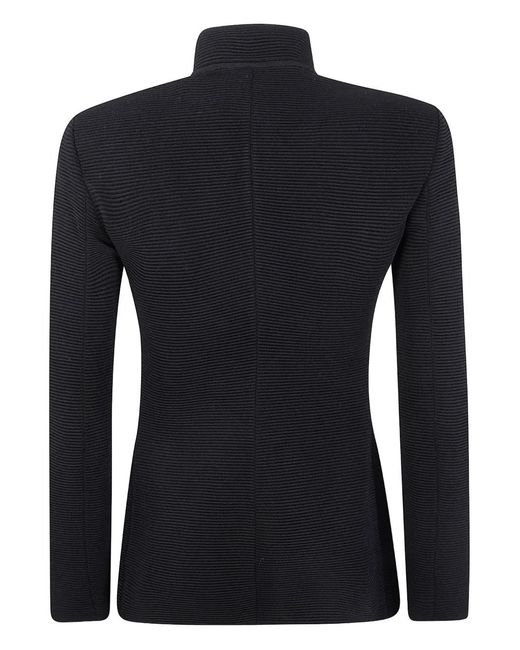 Giorgio Armani Black Ribbed High-Neck Jacket
