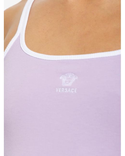 Versace Purple Logo-Print Tank Top