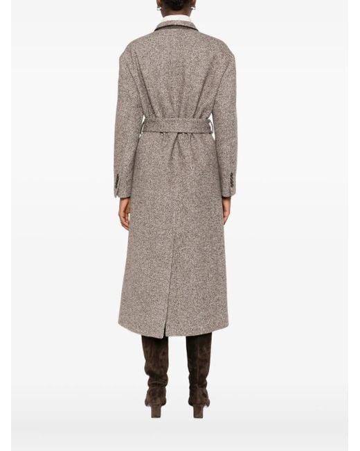 Brunello Cucinelli Gray Wool Belted Coat
