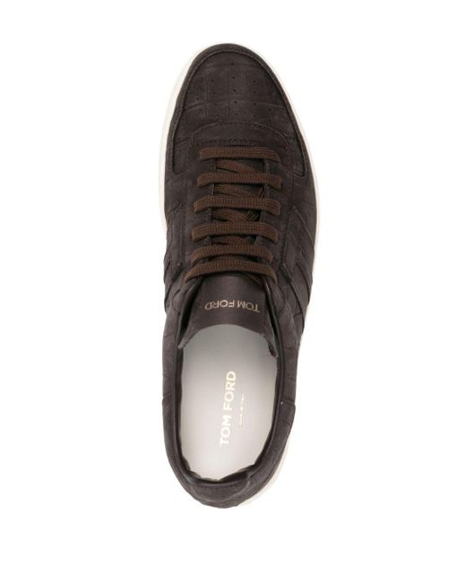 Tom Ford Radcliffe Nubuk-Sneakers mit Kroko-Effekt in Brown für Herren