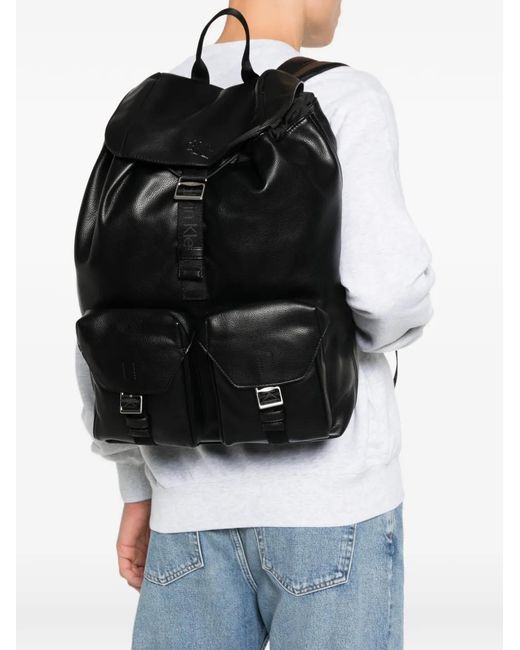 Calvin Klein Black Flap-Pocket Backpack for men