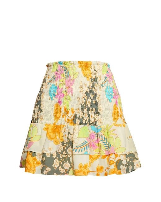 Guess Yellow Toni Smocked Skirt