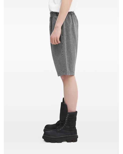 Aries Gray Striped Patch Shorts for men