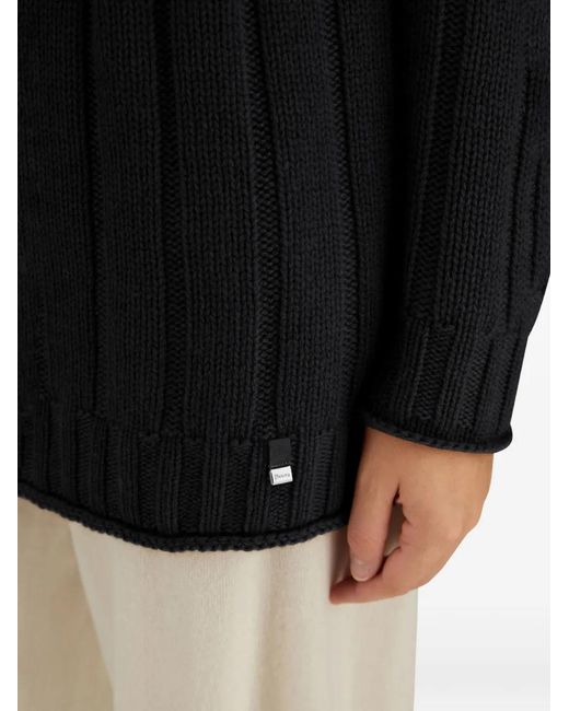 Herno Black Ribbed High-Neck Sweater