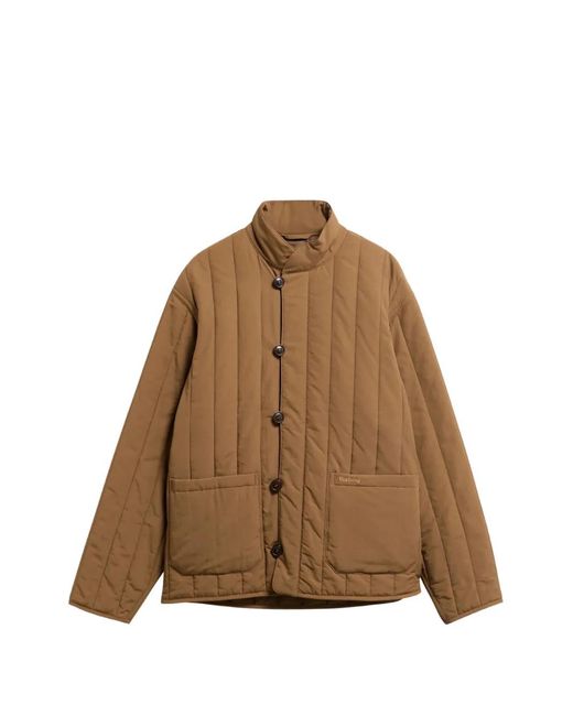 Barbour Brown Quilted High-Neck Jacket for men