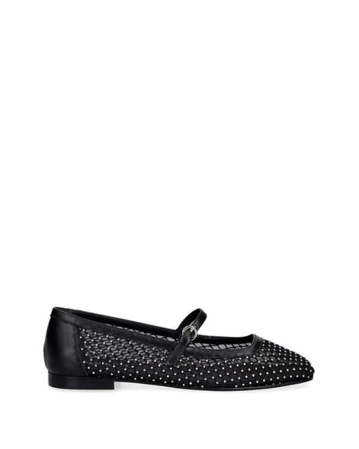 Pollini Black Ballerines En Mesh À Ornements En Cristal