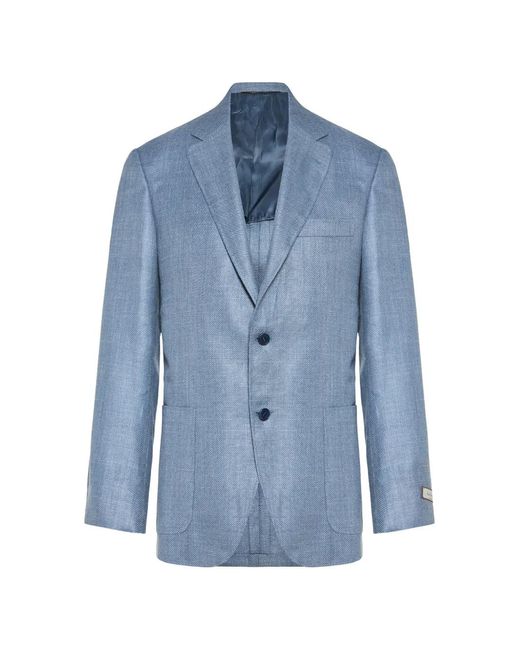 Canali Blue Textured Blazer for men