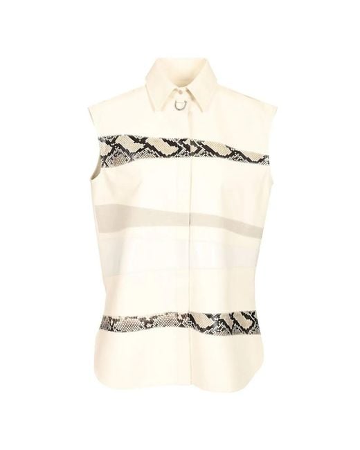 DURAZZI MILANO Natural Snakeskin-Panelled Sleeveless Shirt