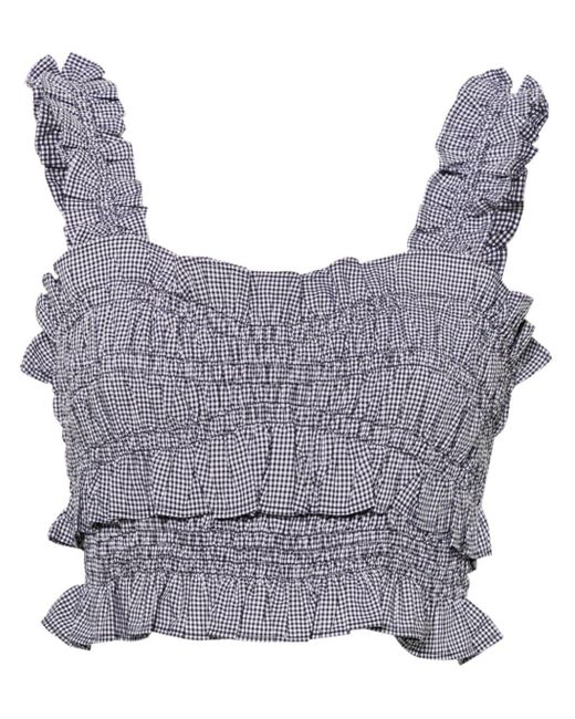 CECILIE BAHNSEN Gray Kariertes Gala Cropped-Top