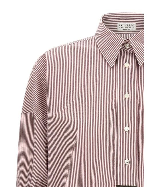 Brunello Cucinelli Pink Bordeaux Cotton Polyester Shirt