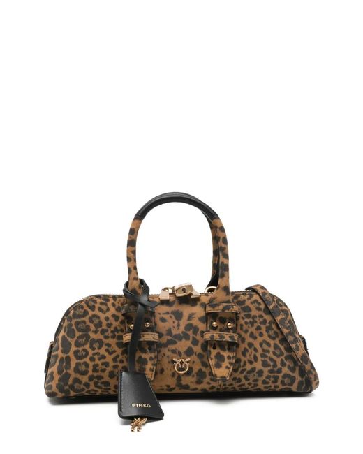 Pinko Brown Leopard-Print Tote Bag