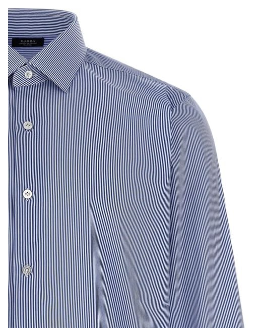 メンズ Barba Napoli ストライプ ボタン シャツ ブルー | Lyst