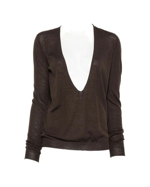 Rick Owens Black V-Neck Sweater