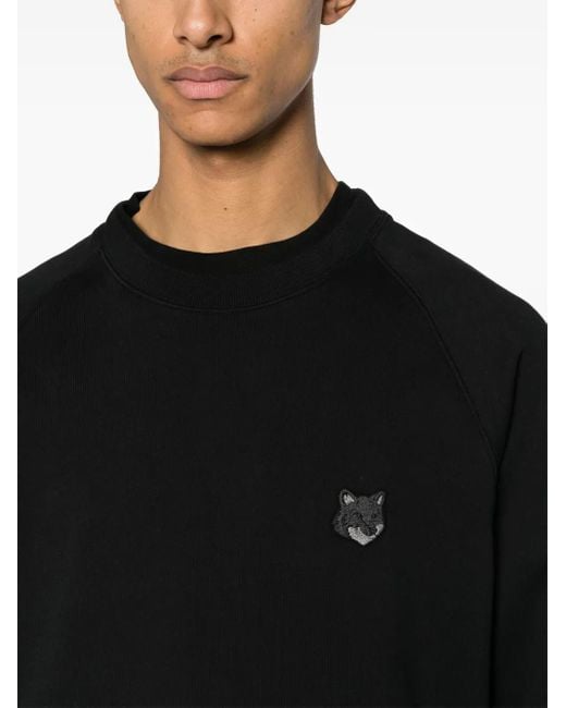 Maison Kitsuné Black Sweatshirt With Fox Head Patch for men