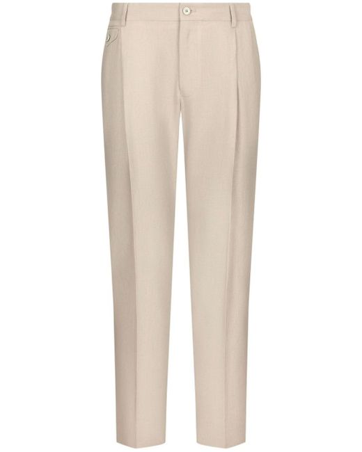 Dolce & Gabbana Natural Tailored Linen Trousers for men