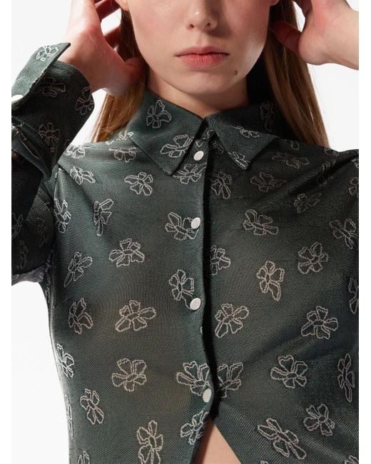 MACCAPANI Green Andre Monogram-Jacquard Maxi Shirtdress