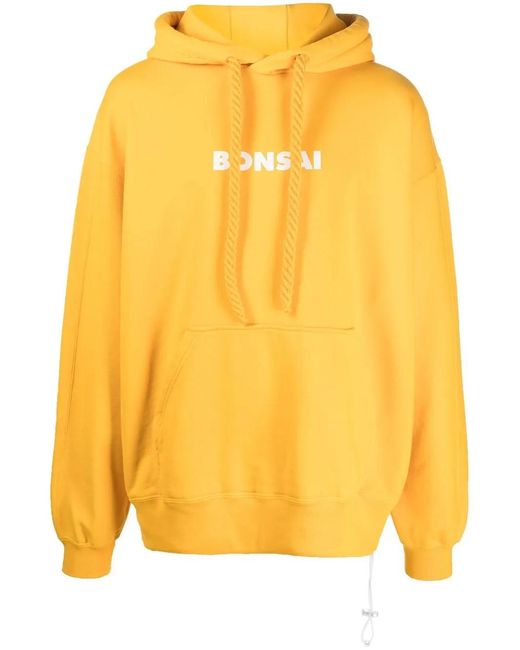 Bonsai Yellow Hoodie En Coton À Logo Imprimé for men