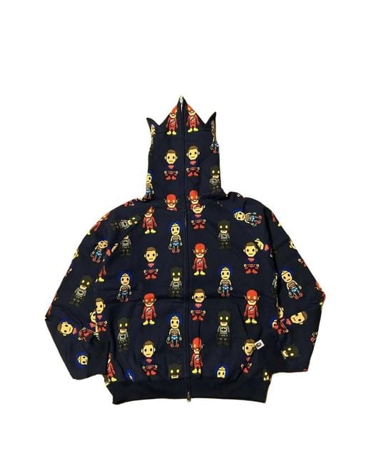 A Bathing Ape Blue X Dc Comics Graphic-Print Zip-Up Hoodie for men
