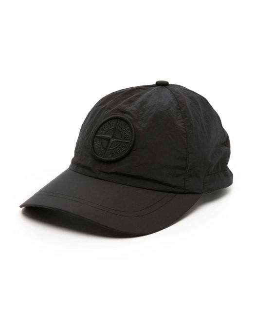 Stone Island Black Logo Nylon Baseball Cap for men