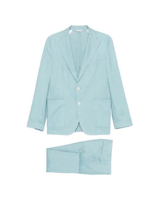 Manuel Ritz Blue Costume À Coupe Droite for men