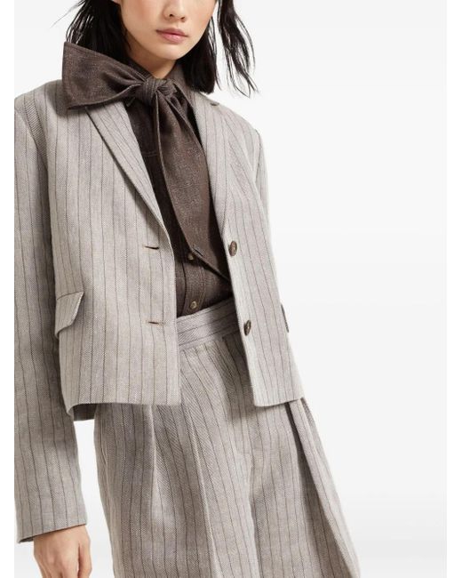 Brunello Cucinelli ストライプ ジャケット Gray