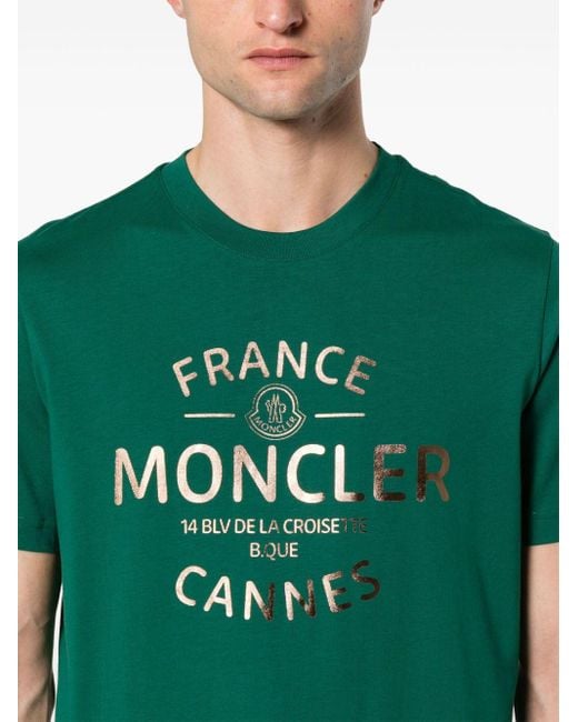 Moncler Green Laminated Logo T-shirt Clothing for men