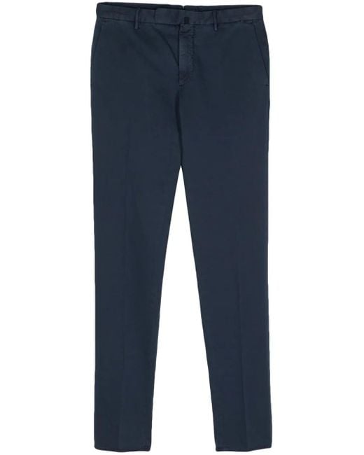 Incotex Blue Twill Tapered-Leg Trousers for men