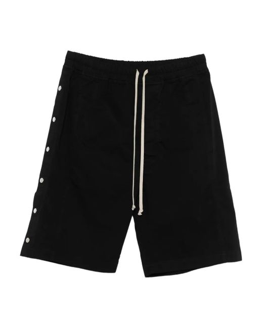 Rick Owens Black Button-Fastening Drawstring Shorts for men