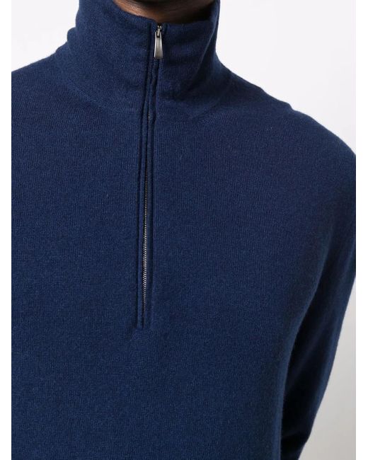 Malo Blue Zip-Placket Pullover for men