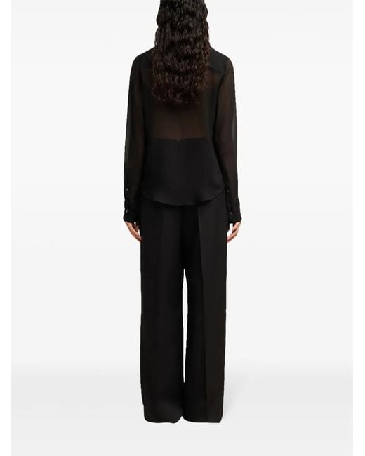 AMI Black Acot Silk Blouse