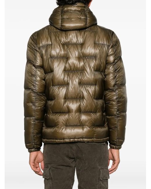 Herno Brown Quilted Hooded Jacket for men
