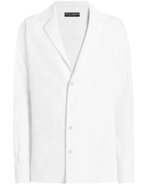 Dolce & Gabbana White Peak-Lapel Collar Shirt for men