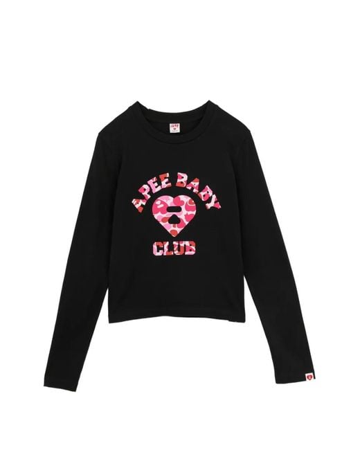 AAPE BY A BATHING AP Black Camo-Heart Logo T-Shirt