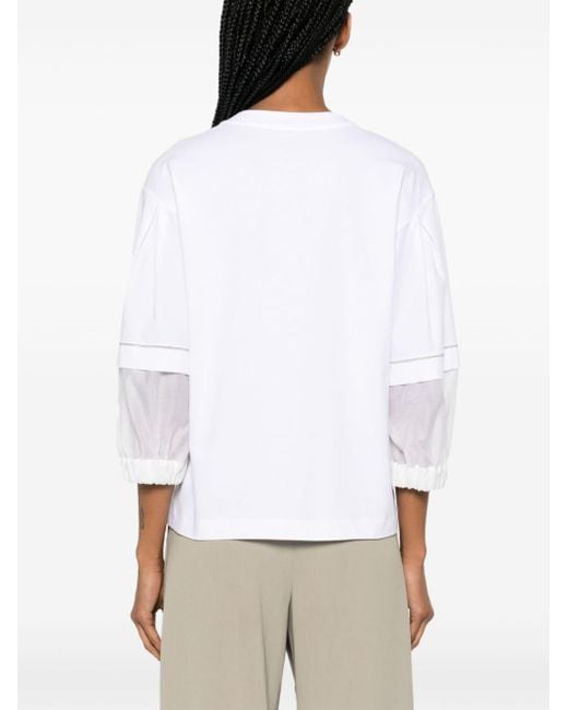 Peserico White T-Shirt mit Spitze