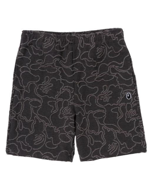 A Bathing Ape Black Camouflage-print Cotton Track Shorts for men