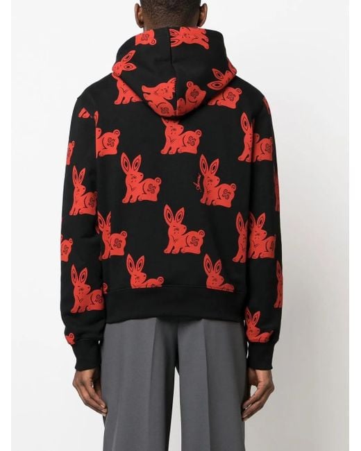 Amiri Red Rabbit-Motif Cotton Hoodie for men