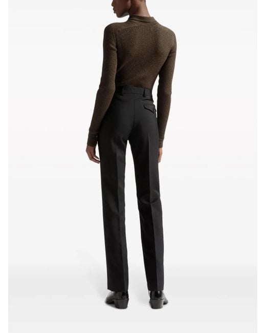 Bally Black Pressed-Crease Mohair Tailored Trousers