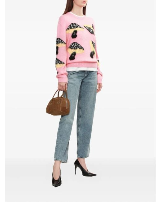 MSGM Pink Mushroom-Print Sweater
