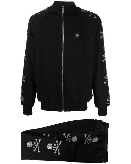 Philipp Plein Black Skull-Motif Track Jacket for men