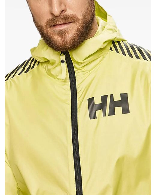 Helly Hansen Yellow Logo-Print Hooded Windbreaker for men