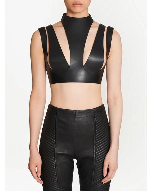 Balmain Leren Top in het Black