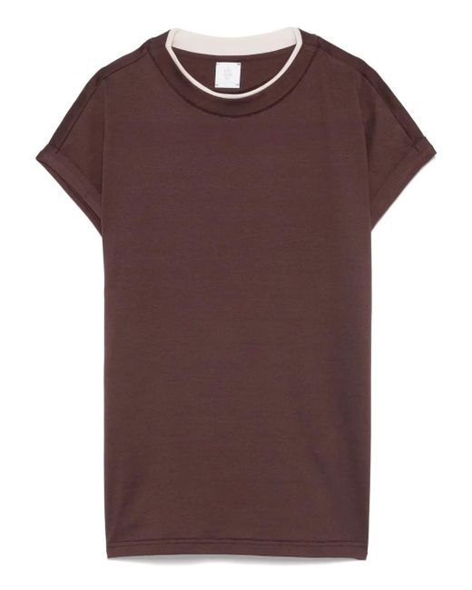 Camiseta de algodón con cuello redondo Eleventy de color Brown