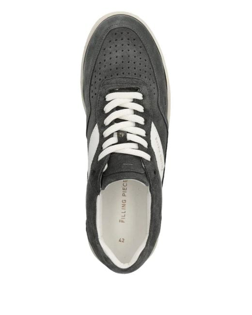 Filling Pieces Gray Panelled Suede Sneakers for men