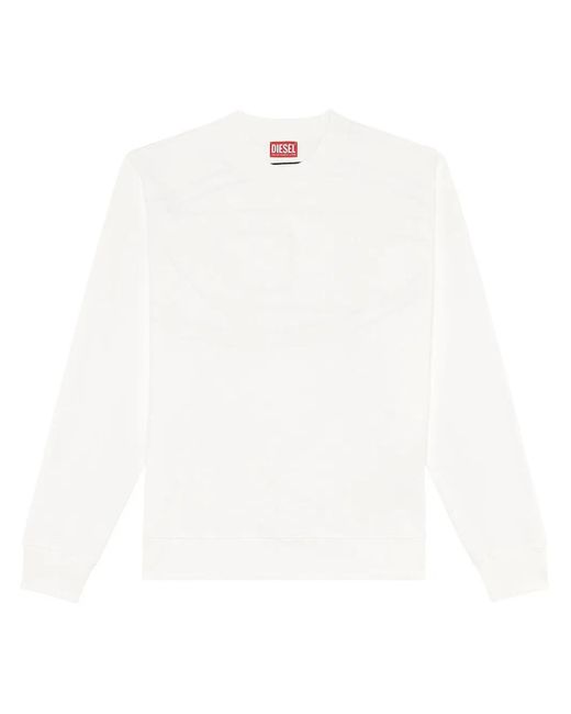 DIESEL White Rob-Megoval-D Cotton Sweatshirt for men