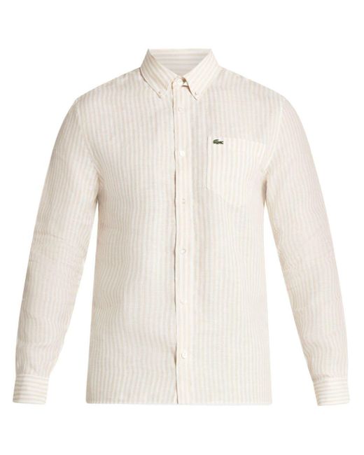 Lacoste White Striped Linen Shirt for men