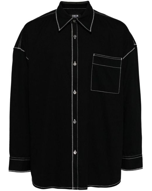 FIVE CM Black Contrast-stitching Shirt for men